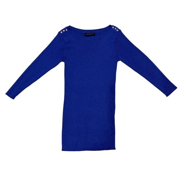 Lane Bryant 3/4 Sleeve Metallic Blue Knit Sweater Top Size 10/12 NWT - Picture 1 of 10